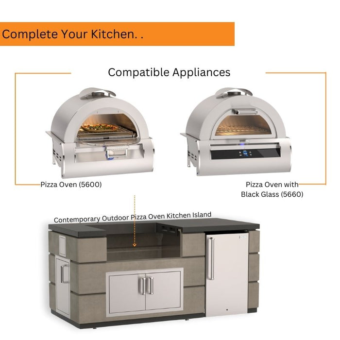 77 Contemporary Outdoor Pizza Oven Kitchen Island with Refirgerator Optional Accessories