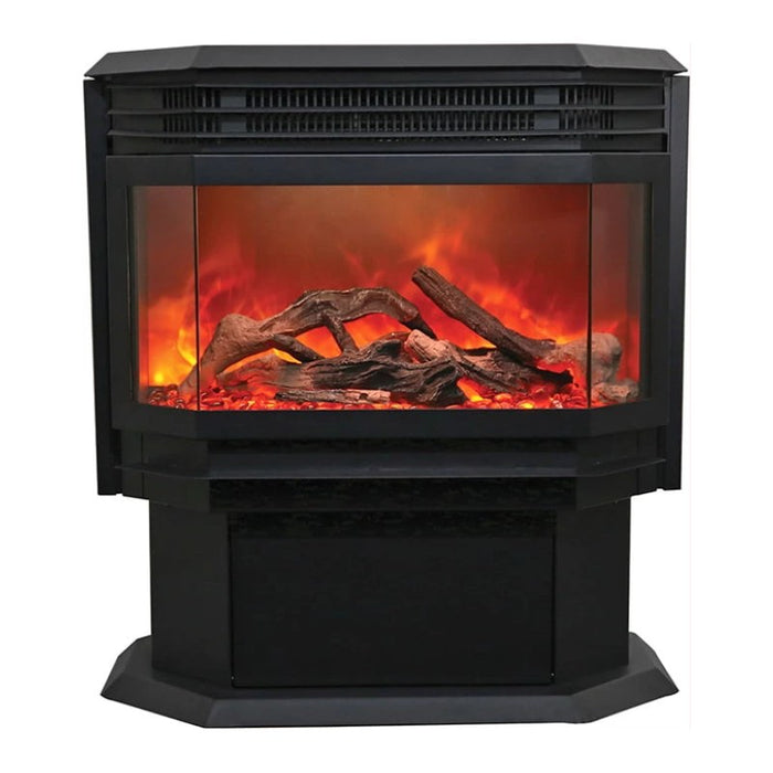 Amantii 26 Smart Freestanding Pedestal Electric Stove  FS26 with Oak Log Set and Orange Small Bead