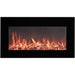 Amantii 26 Wall Mount with Black Glass Surround Oak Media Yellow Flame