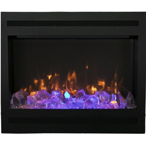 Amantii 31 Zero Clearance Electric Fireplace Square Surround with Diamond Large Glass Rocks 