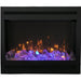 Amantii 31 Zero Clearance Electric Fireplace Square Surround with Diamond Large Glass Rocks 