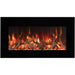 Amantii 34 Wall Mount with Black Glass Surround Driftwood Media Yellow Flame