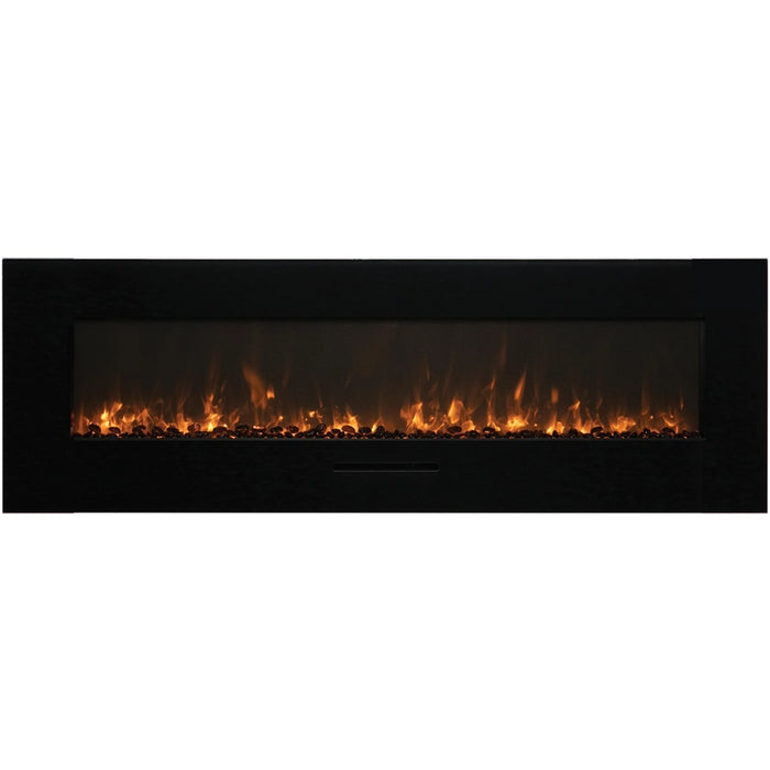 Amantii 60 Wall Mount with Black Glass Surround Sable Media Yellow Flame