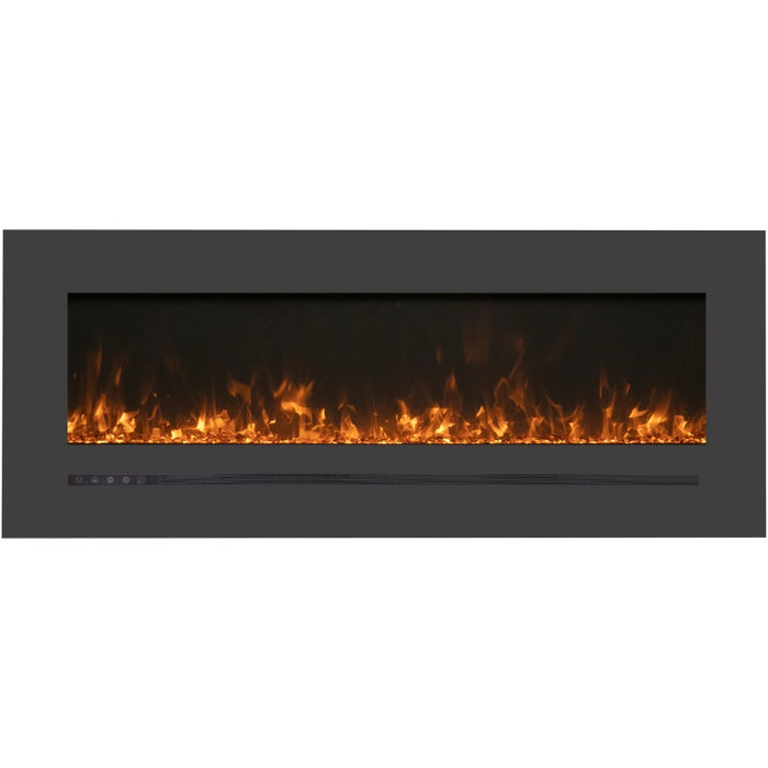 Amantii 60 Wall Mount with Steel Surround Yellow Flame Clear Glass Media