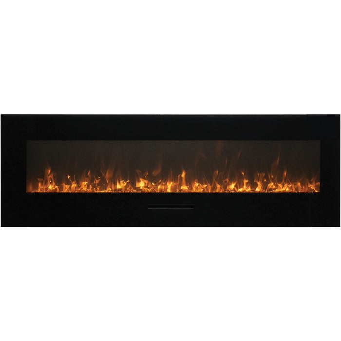 Amantii 72 Wall Mount with Black Glass Surround Ice Media Media Yellow Flame