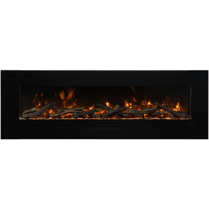 Amantii 72 Wall Mount with Black Glass Surround Split Media Yellow Flame