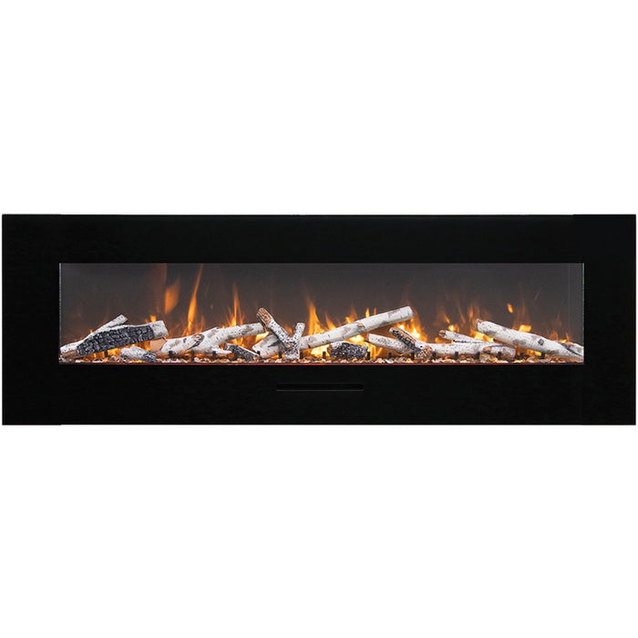 Amantii 88 Wall Mount with Black Glass Surround Birch Media Yellow Flame