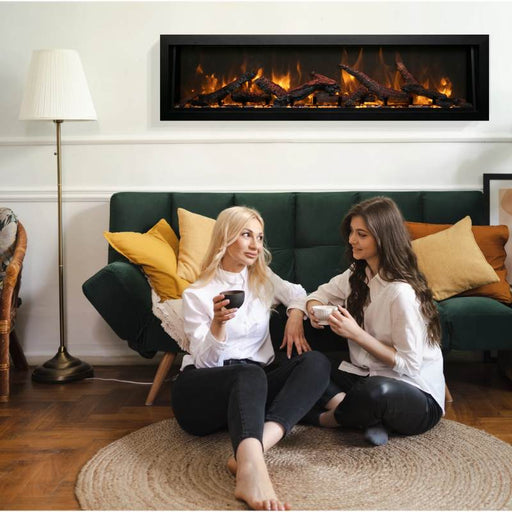 Amantii Panorama Deep & Xtra Tall Built-In Linear Electric Fireplace Living Room Oak log set Product Page