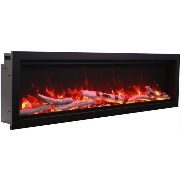 Amantii Symmetry Bespoke 50 Linear Electric Fireplace Birch Media Red Flame Side view