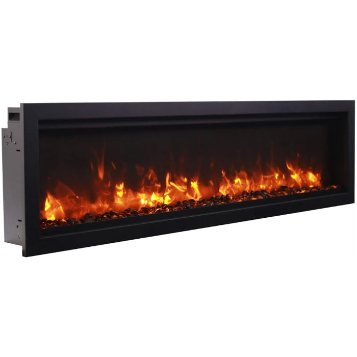 Amantii Symmetry Smart 34 Linear Electric Fireplace Brown Mix Orange Flame Side View