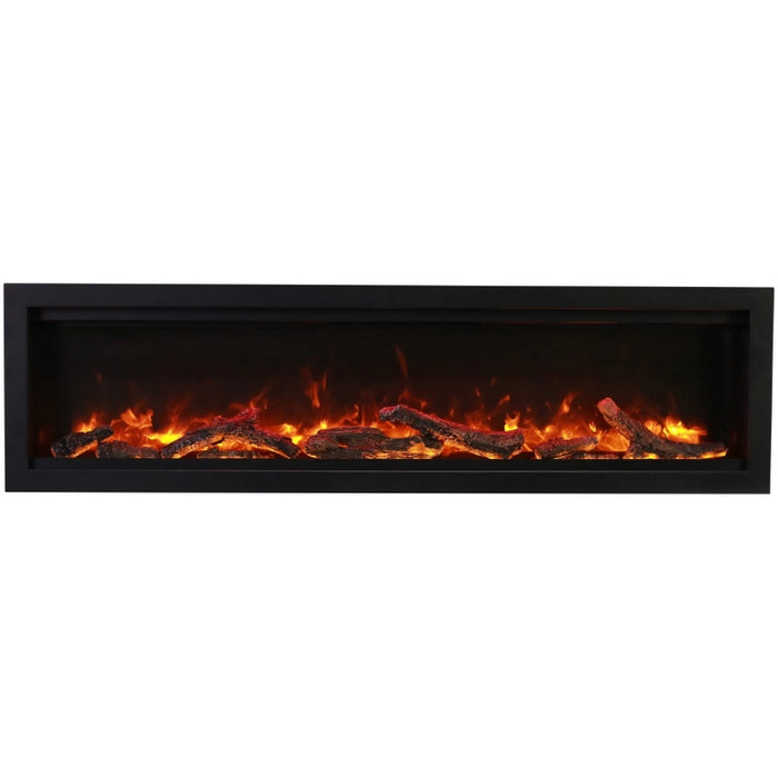 Amantii Symmetry Smart 42 Linear Electric Fireplace Oak Media Yellow Flame