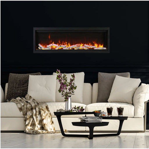 Amantii Symmetry Smart 60 Linear Electric Fireplace Living Room Birch Media Orange Flame 