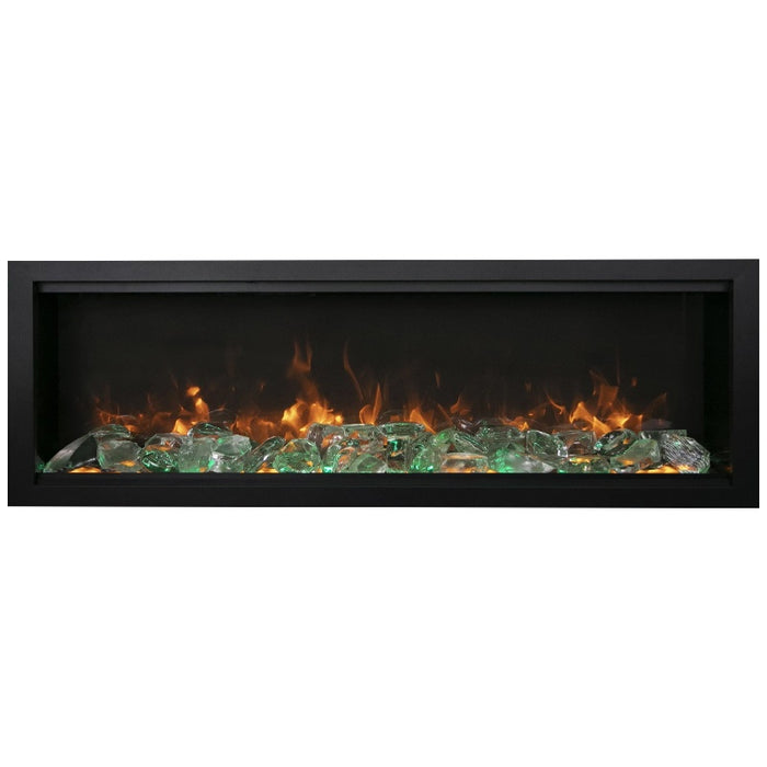 Amantii Symmetry Xtra Tall Bespoke 60 Built-In Linear Electric Fireplace Ice Media