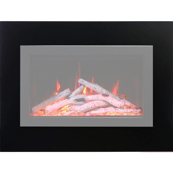 Amantii Traditional Bespoke Smart 33 Built-InInsert Electric Fireplace Birch Log Set 4 Sided Trim