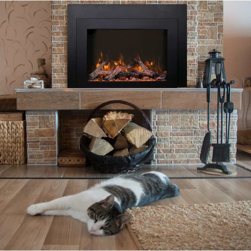 Amantii Traditional Bespoke Smart 38 Built-InInsert Electric Fireplace with rustic Cat 