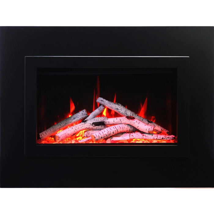 Amantii Traditional Smart 26 Built-InInsert Electric Fireplace Birch Log Set with rocks 4 Sided Trim scaled