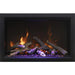 Amantii Traditional Smart 26 Built-InInsert Electric Fireplace Oak Log Set with pebbles magenta lights no trim