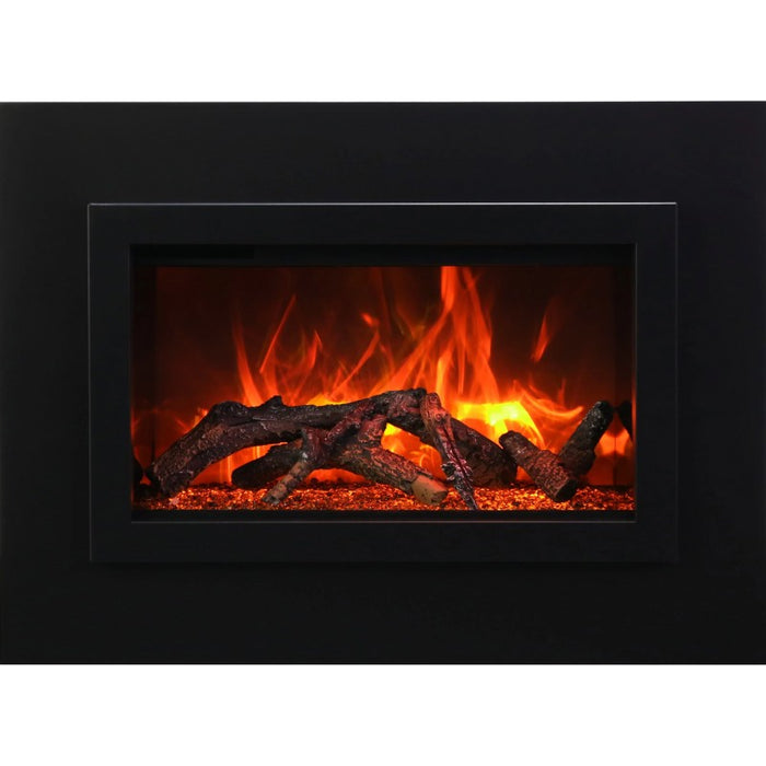 Amantii Traditional Smart 38 Built-InInsert Electric Fireplace Oak Log Set with Ember  Glass Media 4 Sided Trim scaled