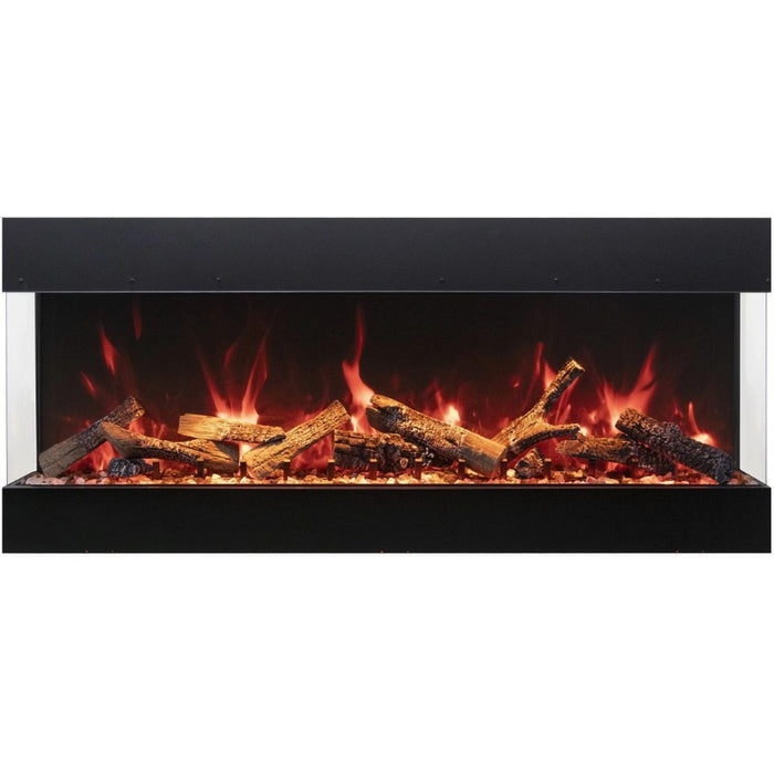 Amantii Tru View Bespoke 55 3-Sided Linear Electric Fireplace Rustic Media Red Flame