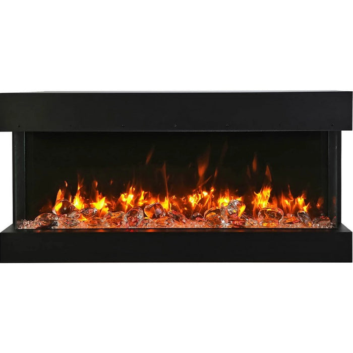 Amantii Tru View Slim 30 3-Sided Linear Electric Fireplace Clear glass chunks