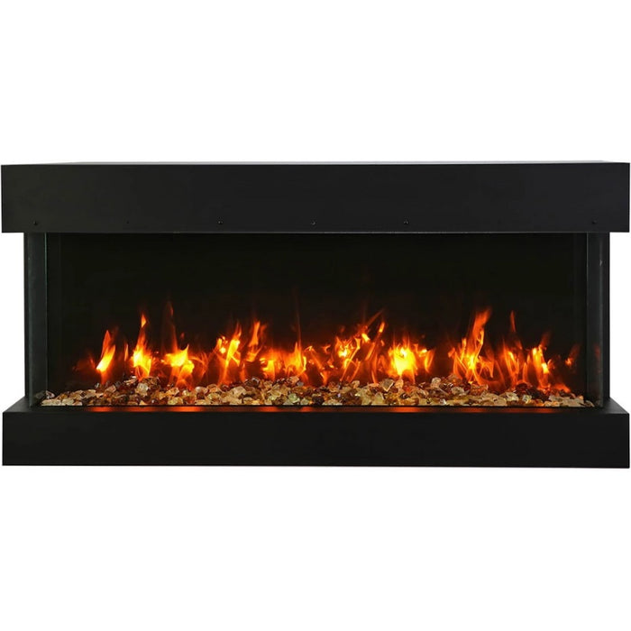 Amantii Tru View Slim 30 3-Sided Linear Electric Fireplace brown mix yellow flame