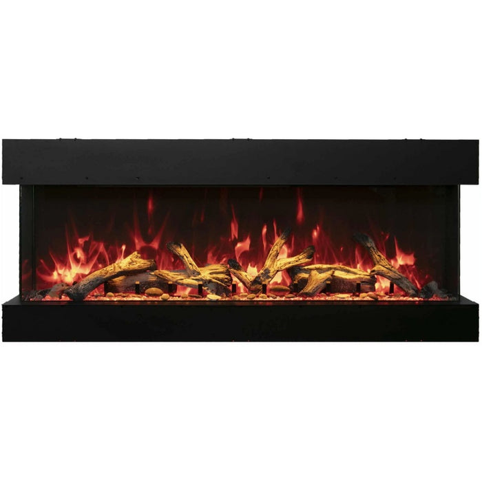 Amantii Tru View XL 40 3 Sided Linear Electric Fireplace RUSTIC ORANGE FLAMEireplace GLASS CHUNKS YELLOW