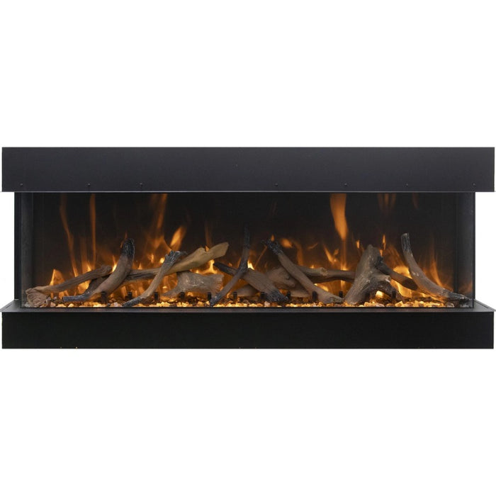 Amantii Tru View XL Extra Tall 60 3 Sided Linear Electric Fireplace Driftwood Media Yellow Flame Scaled