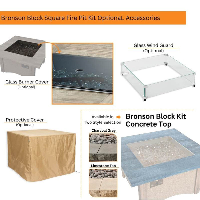 Bronson Block Round Fire Pit Bowl Optional Accessories v1