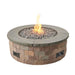 Bronson Block Round Gas Fire Pit Kit with Charcoal Grey Top with Tumbled Lava Rock plus Fire Burner On