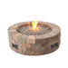 Bronson Block Round Gas Fire Pit Kit with Tumbled Lava Rock plus Fire Burner On