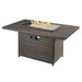 Brooks Rectangular Gas Fire Pit Table with Folding Glass Wind Guard and Clear Tempered Fire Glass Gems Scaled Fire-on