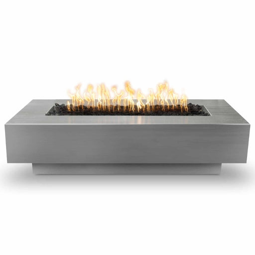 Cedar Park Fire Pit - Stainless Steel 72" with Lava Rock