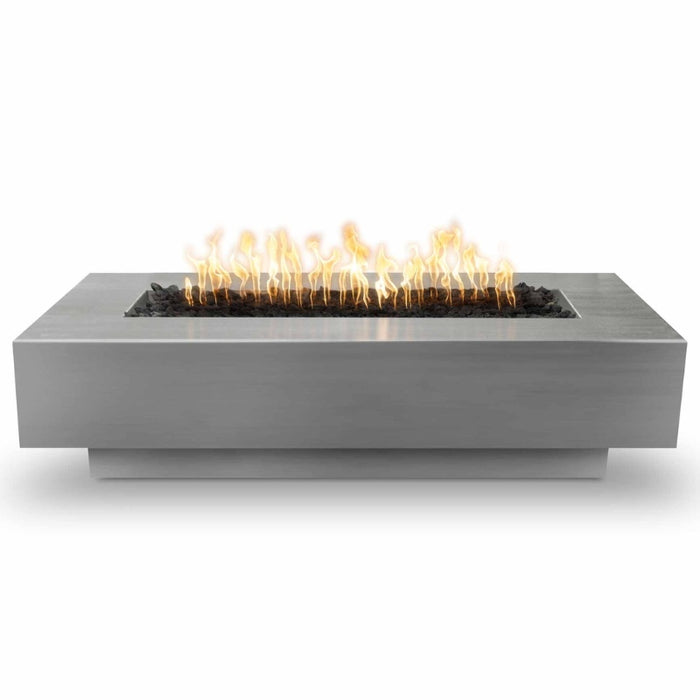 Cedar Park Fire Pit - Stainless Steel 84" with Lava Rock