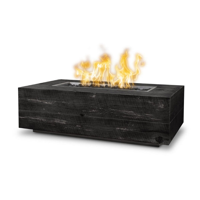 Cedar Park Fire Pit - Wood Grain Concrete Ebony with Lava Rock