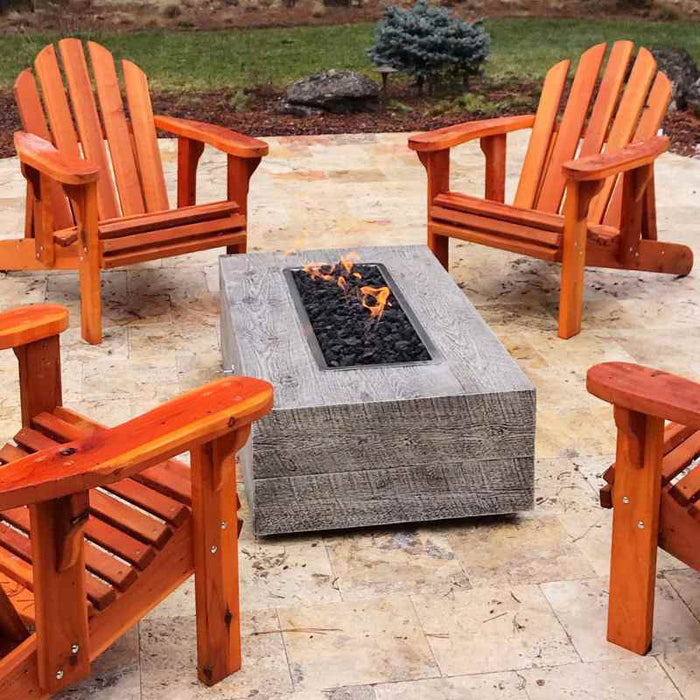 Cedar Park Fire Pit - Wood Grain Concrete Placed in Hangout Area Outside with Lava Rock