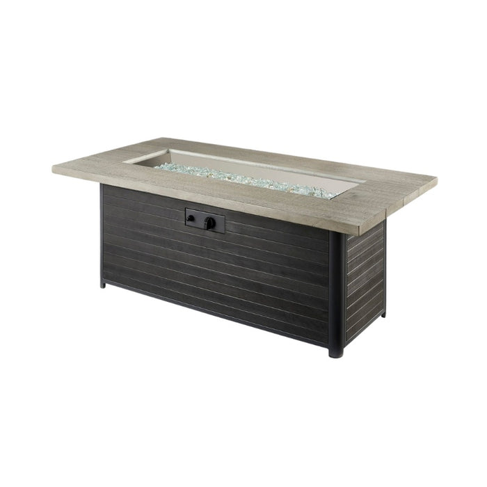 Cedar Ridge Linear Gas Fire Pit Table with Clear Tempered Fire Glass Gems