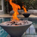 Charleston Fire Bowl - GFRC Concrete 36" Placed in Swimming Pool Area with Clear and Black Fire Glass Media