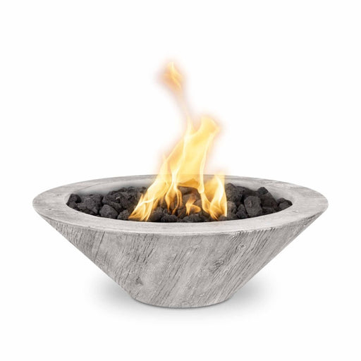 Charleston Fire Bowl - Wood Grain Concrete 24" Ivory with Lava Rock