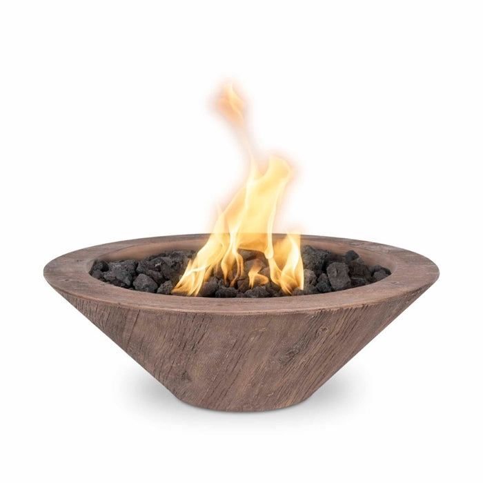 Charleston Fire Bowl - Wood Grain Concrete 24" Oak with Lava Rock