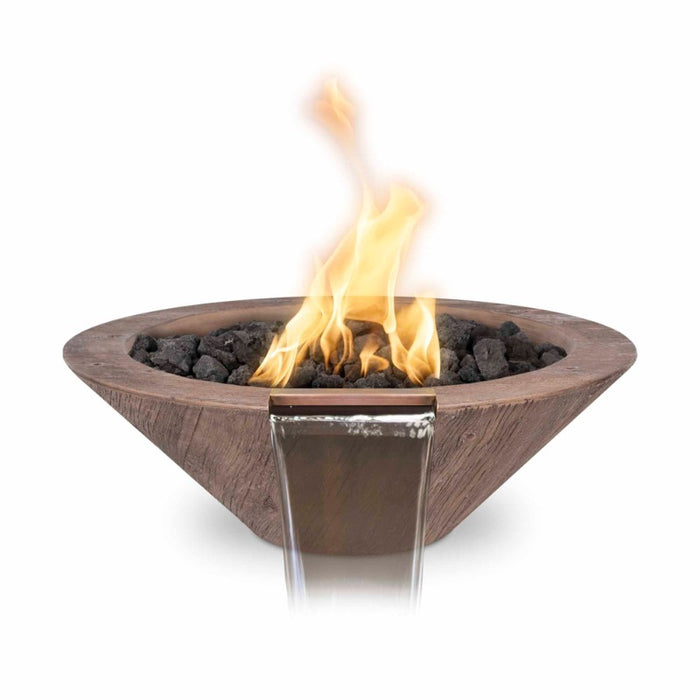 Charleston Fire & Water Bowl - Wood Grain Concrete 24" Oak with Lava Rock