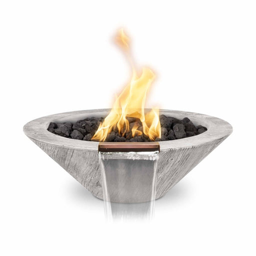 Charleston Fire & Water Bowl - Wood Grain Concrete 32" Ivory with Lava Rock