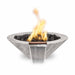 Charleston Fire & Water Bowl - Wood Grain Concrete 32" Ivory with Lava Rock