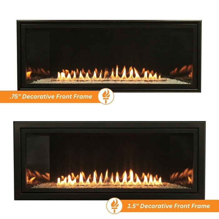  Comparing .75inch and 1.5inch front frame options for Empire Boulevard 36 Inch Vent Free Linear Gas Fireplace