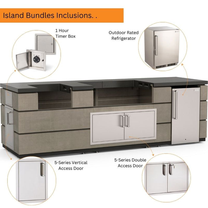 Contemporary 115 Outdoor Kitchen Island Bundles Inclusions