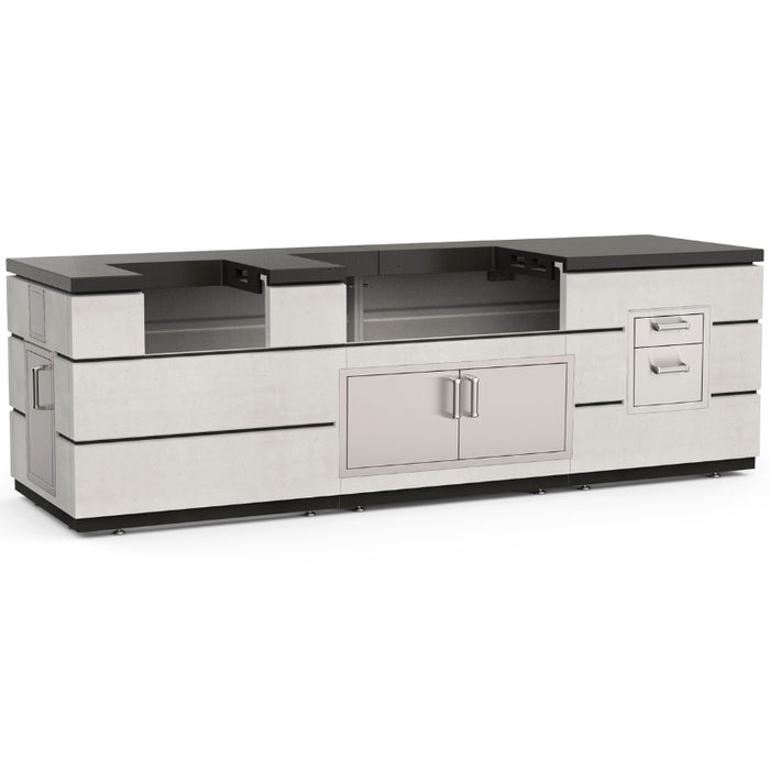 Aspen Contemporary Island System With Double Drawer with Components