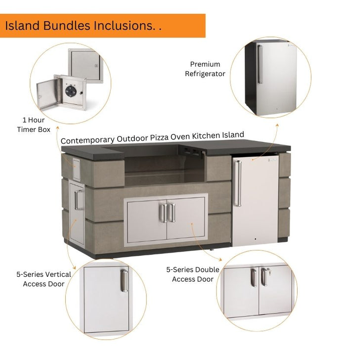 Contemporary Outdoor Kitchen Island Bundle for Pizza Oven Bundles Inclusions