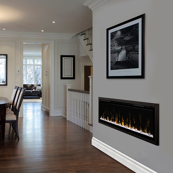 Dimplex Ignite XL100 Built-in Linear Electric Fireplace Pictured in Wall with Installation Trim