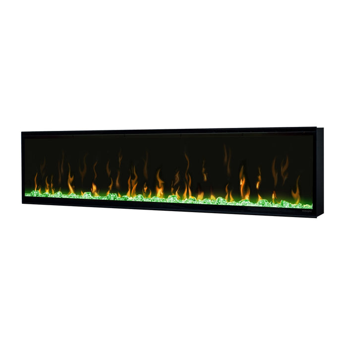 Dimplex Ignite XL60 Built-in Linear Electric Fireplace White Background with Green Embers