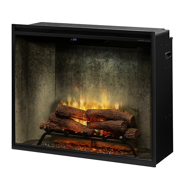  Dimplex Revillusion36_Portrait Built-In Firebox Weathered Concrete Right Sideon white back ground