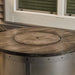 Edison Round Gas Fire Pit Table with Weathered Grey Barnwood Concrete Burner Cover Scaled